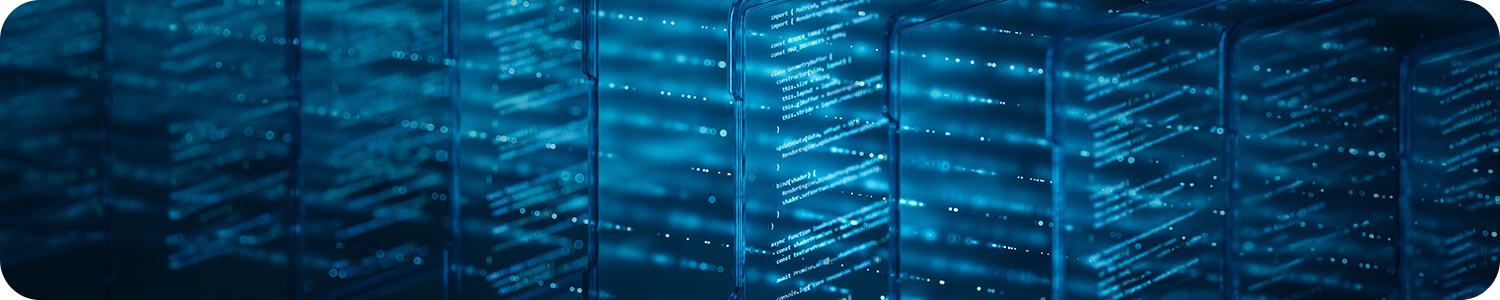 Abstract blue panels of code