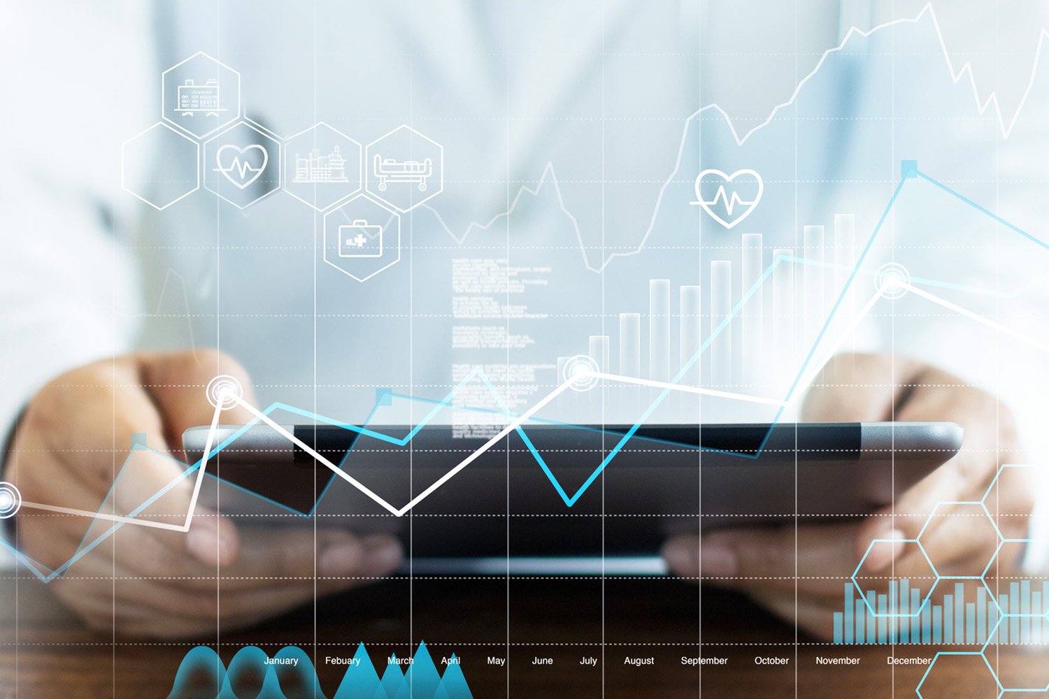 Healthcare professional using a smart tablet