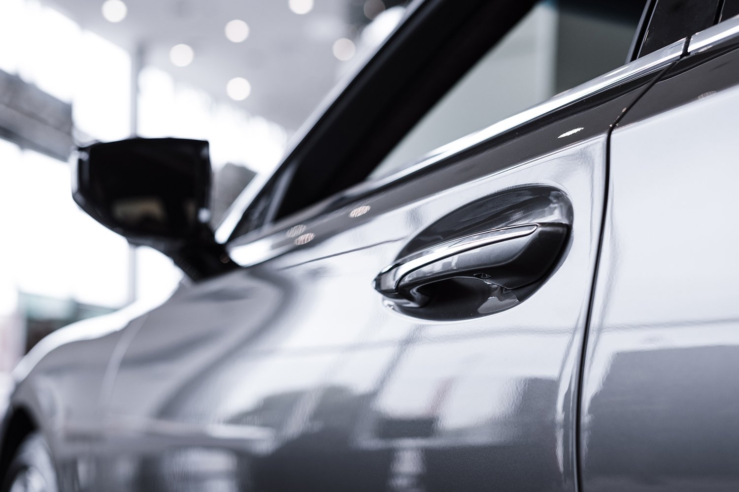 Side view of a silver car
