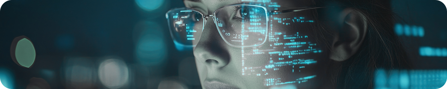 A woman working with technology