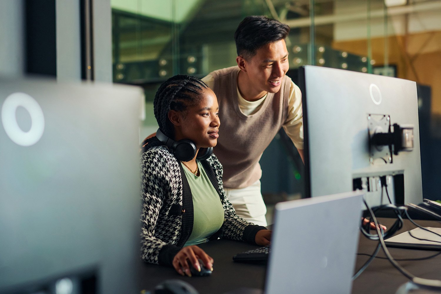 team working at computer