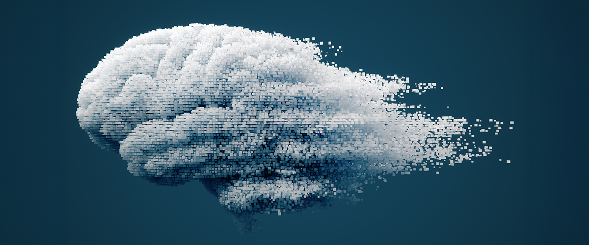 A brain made of data points