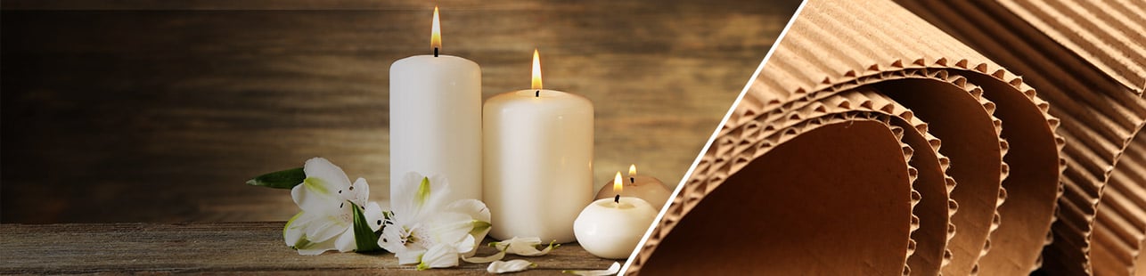 Candle and corrugated cardboard