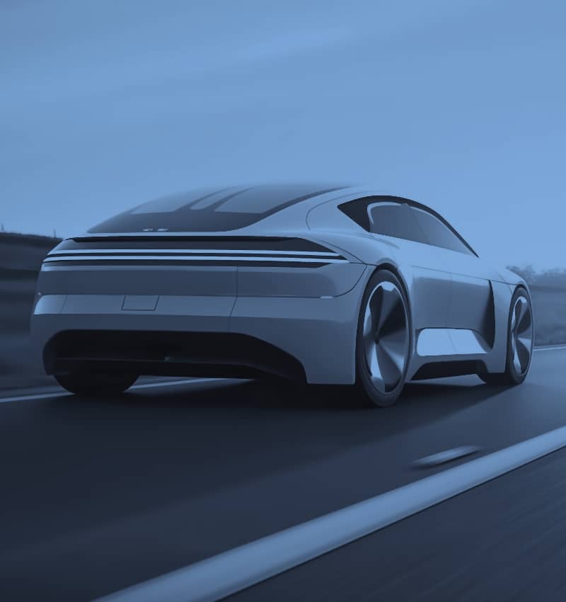 Electric car on a tar road