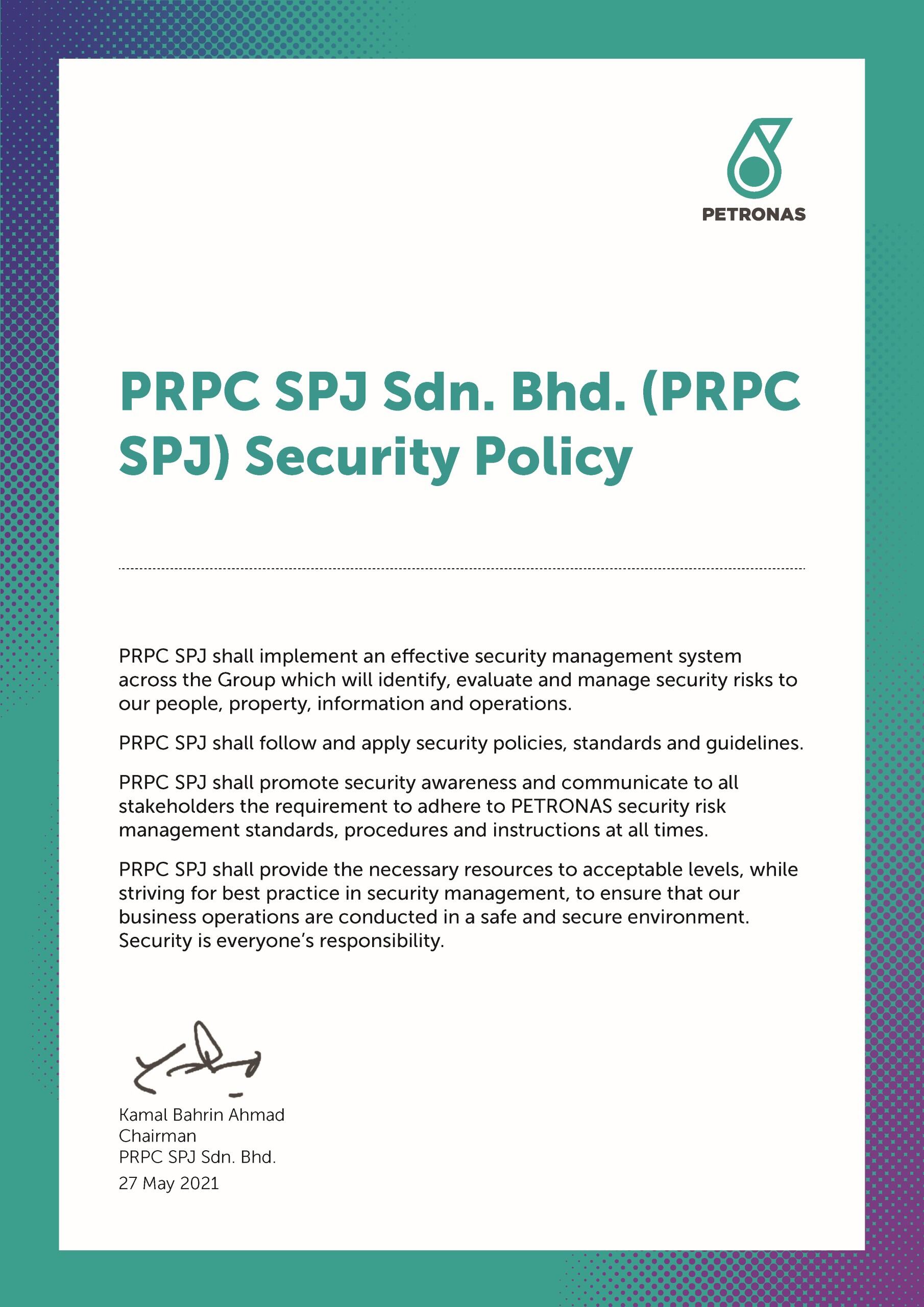 PRPC SPJ Security Policy