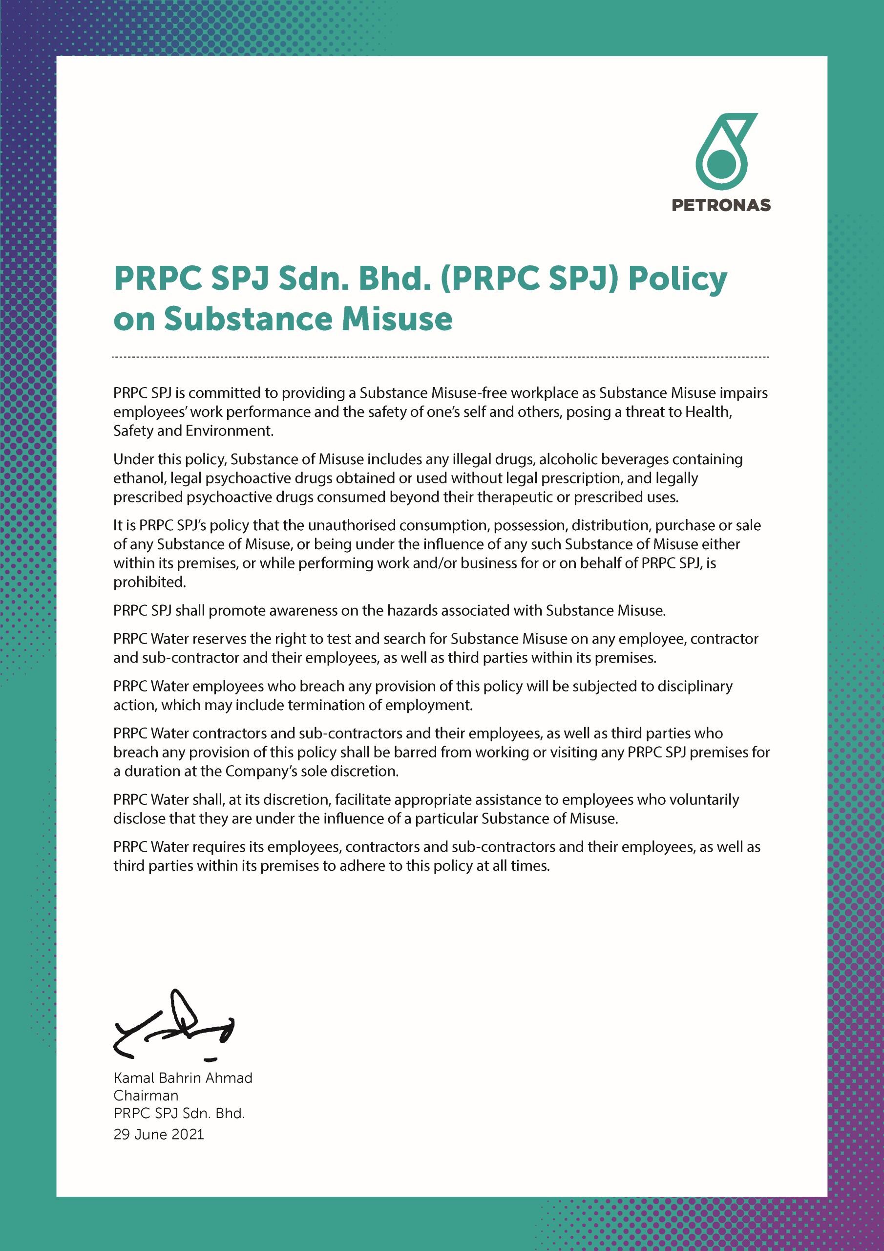 PRPC SPJ Substance Misuse Policy