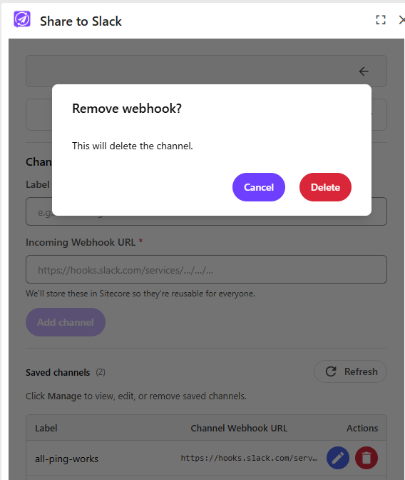 Removing a saved channel