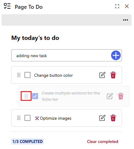 reorder items in the list of task for Sitecore XM plugin