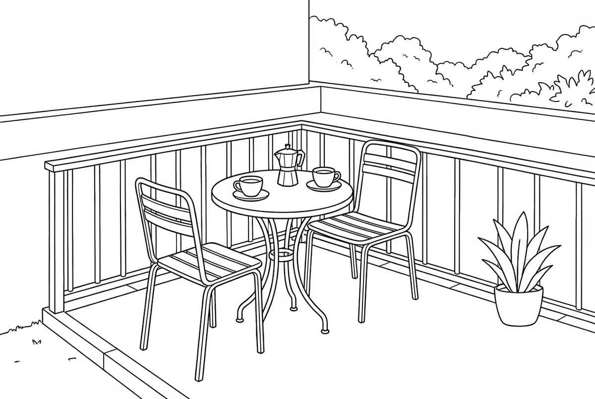 Streg tegning af terrasse 