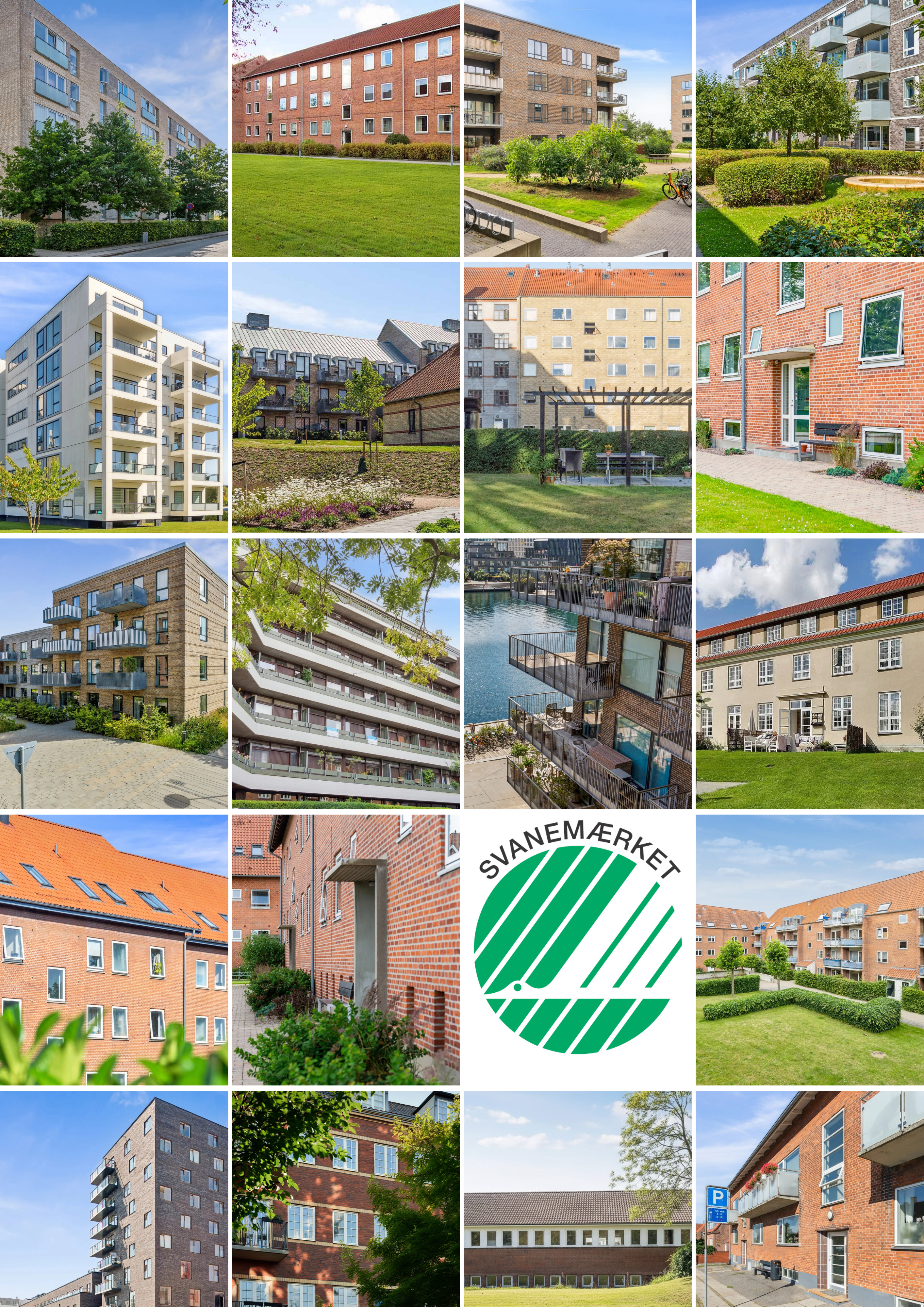 Svanemærket ejendomme collage