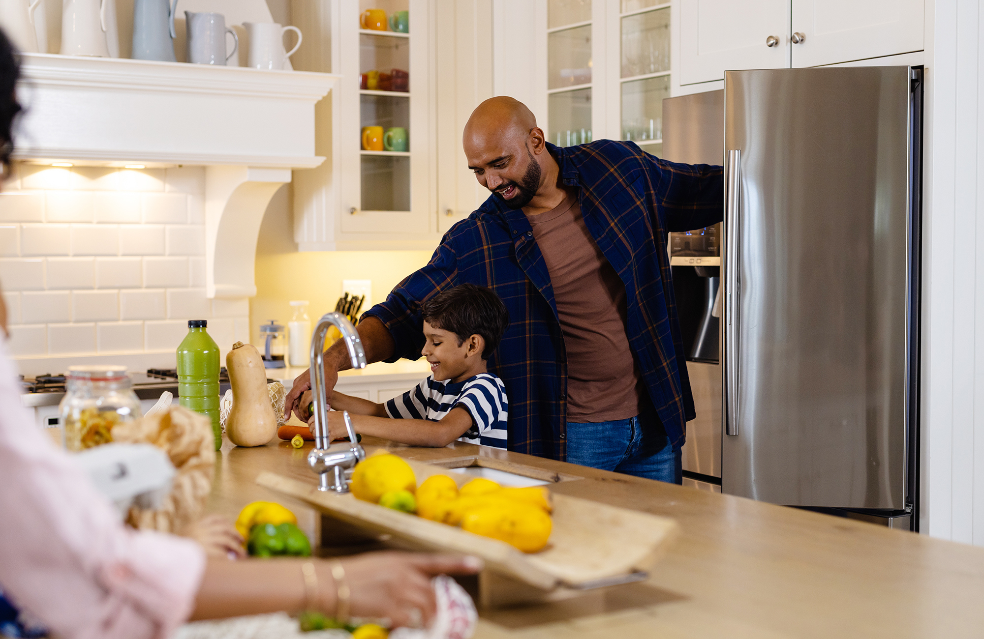 Man and son in the kitchen