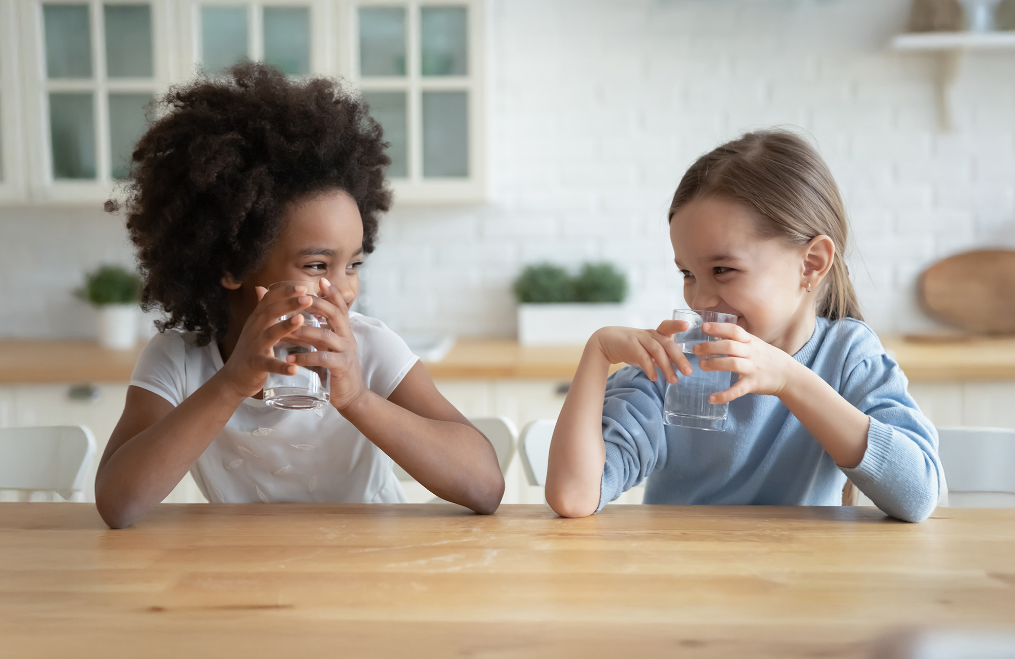 Kids drinking water