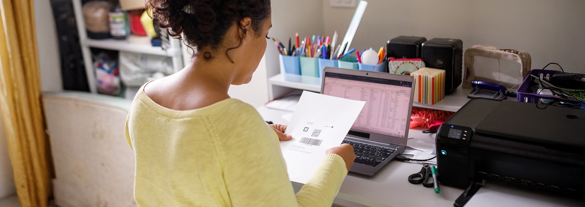 Woman with printed copy
