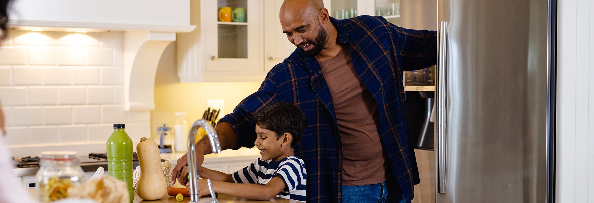 Man and son in the kitchen