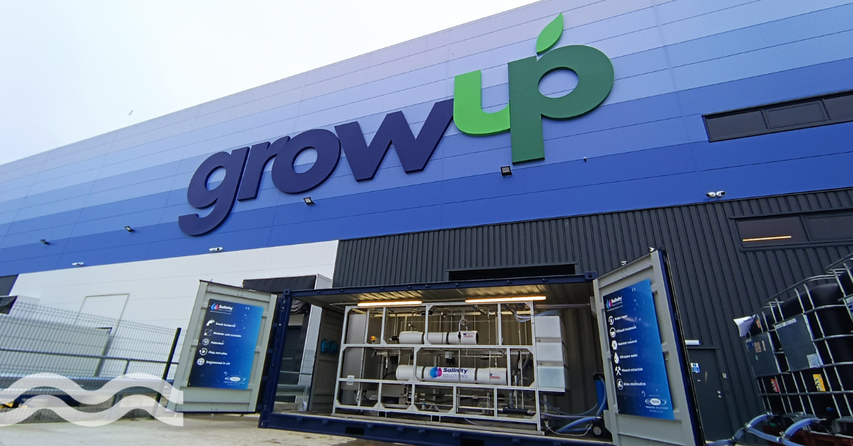 Twice treated water used in vertical farming