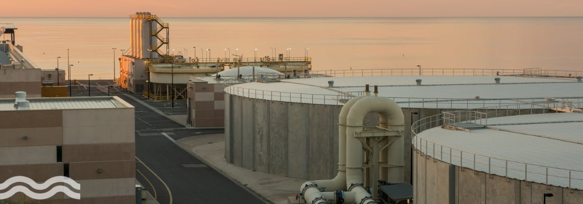 The Seawater RO desalination plant in Adelaide, Australia, designed and operated by Acciona