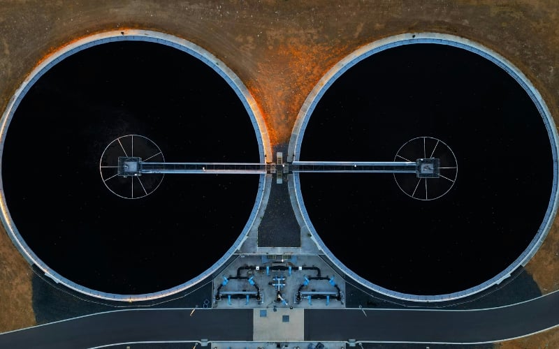 water treatment plant, seen from above
