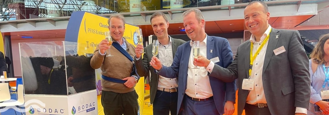 Representatives of the three companies at the launch event at Aquatech Amsterdam 2025 