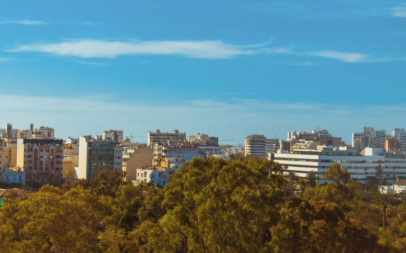 View of a city during sunset