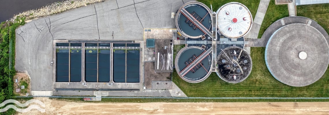 Overhead shot of sewage treatment plant in Minnesota