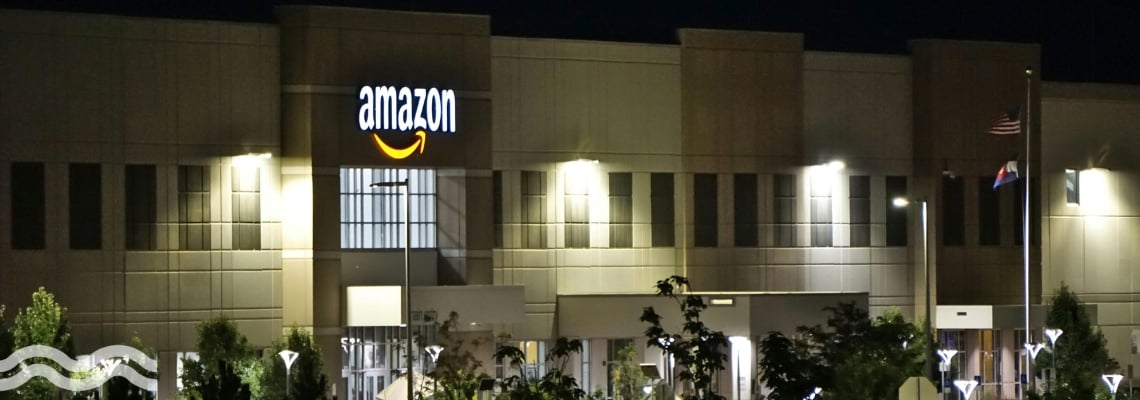 Outside of an Amazon building