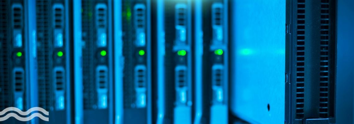 Close up of racks in a data centre