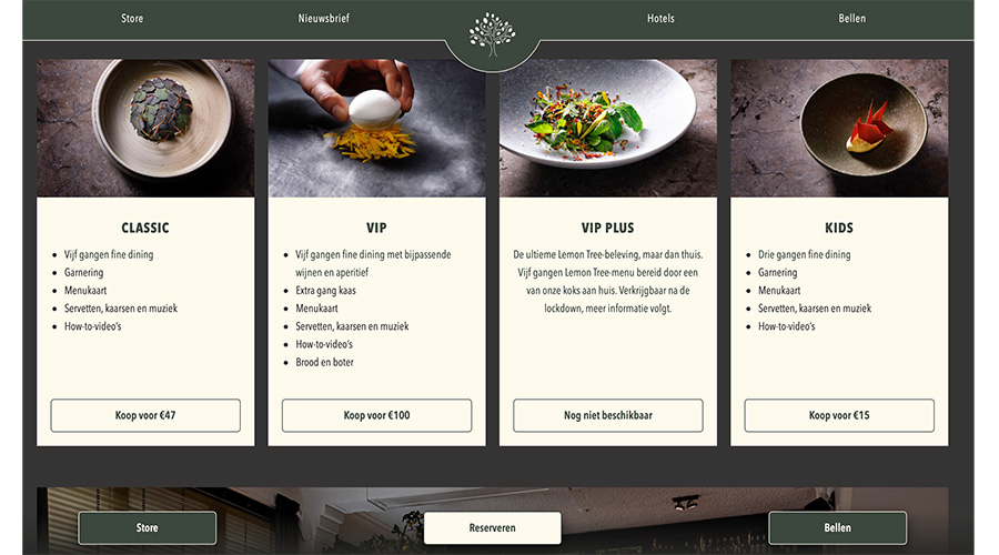 Online gastheer voorbeeld van take away in het reserveringssysteem