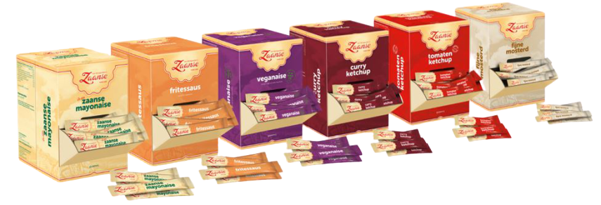 Zaanse Sauzen in sticks in praktische dispenserdozen