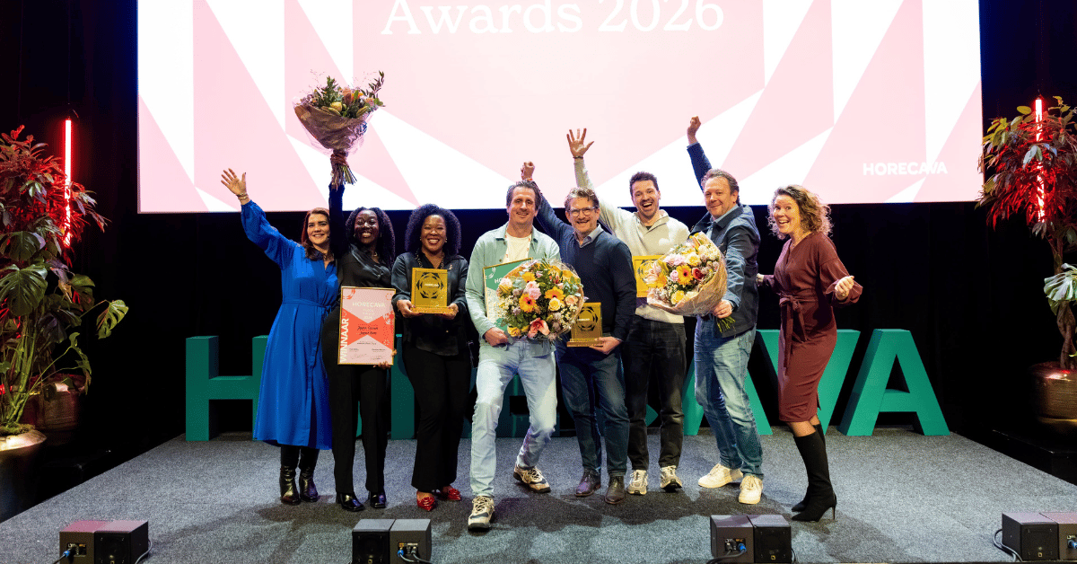 Winnaars Horecava Awards 2026 op het podium 