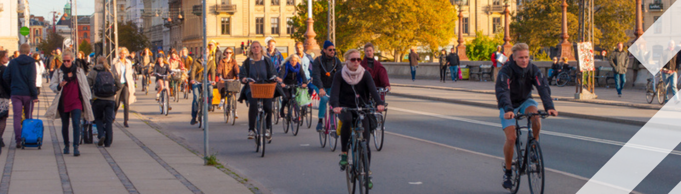 Bustling bike traffic and pedestrians