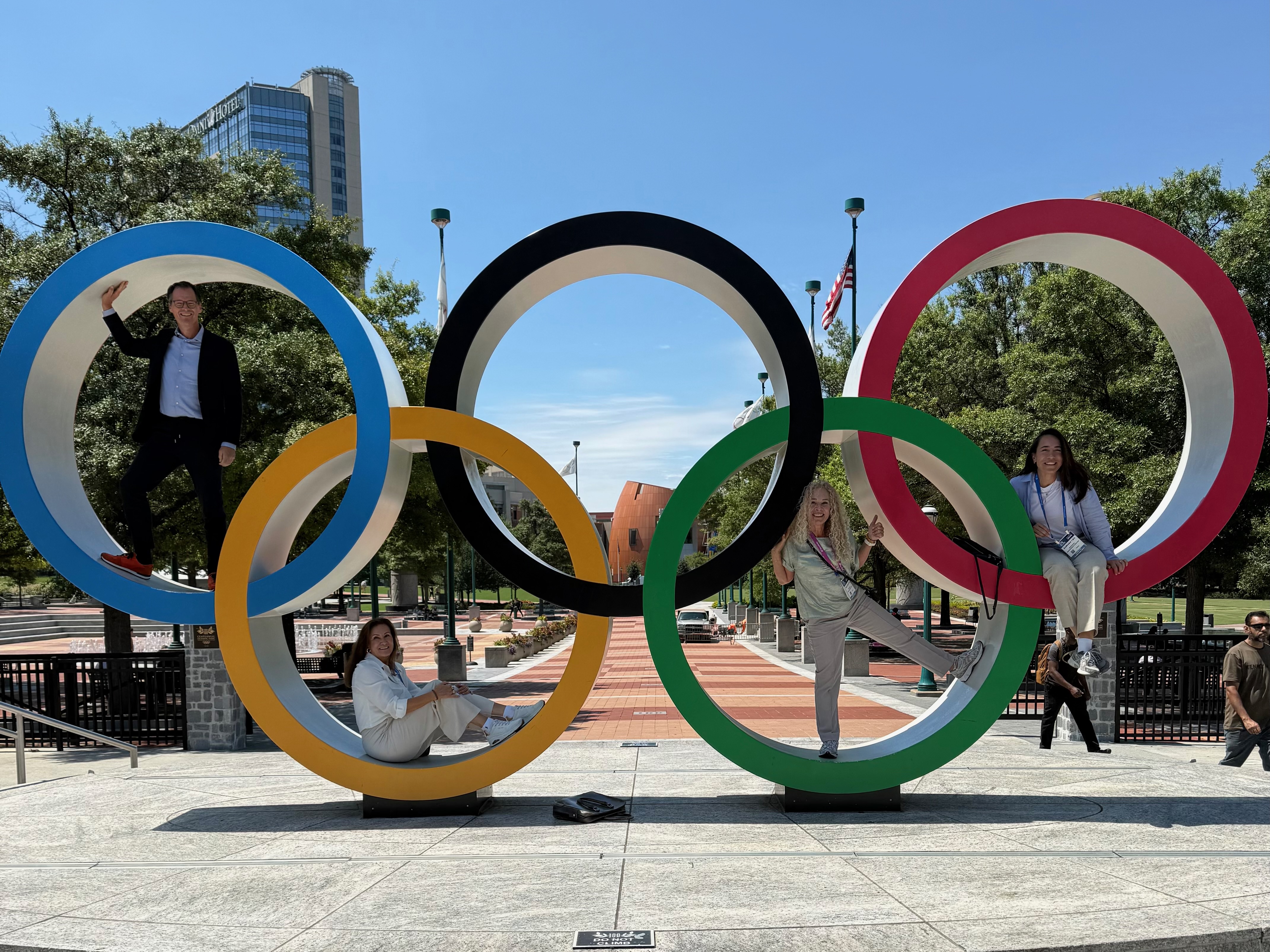 Tom Alkim with the Intertraffic team at the Olympic Rings, Atlanta