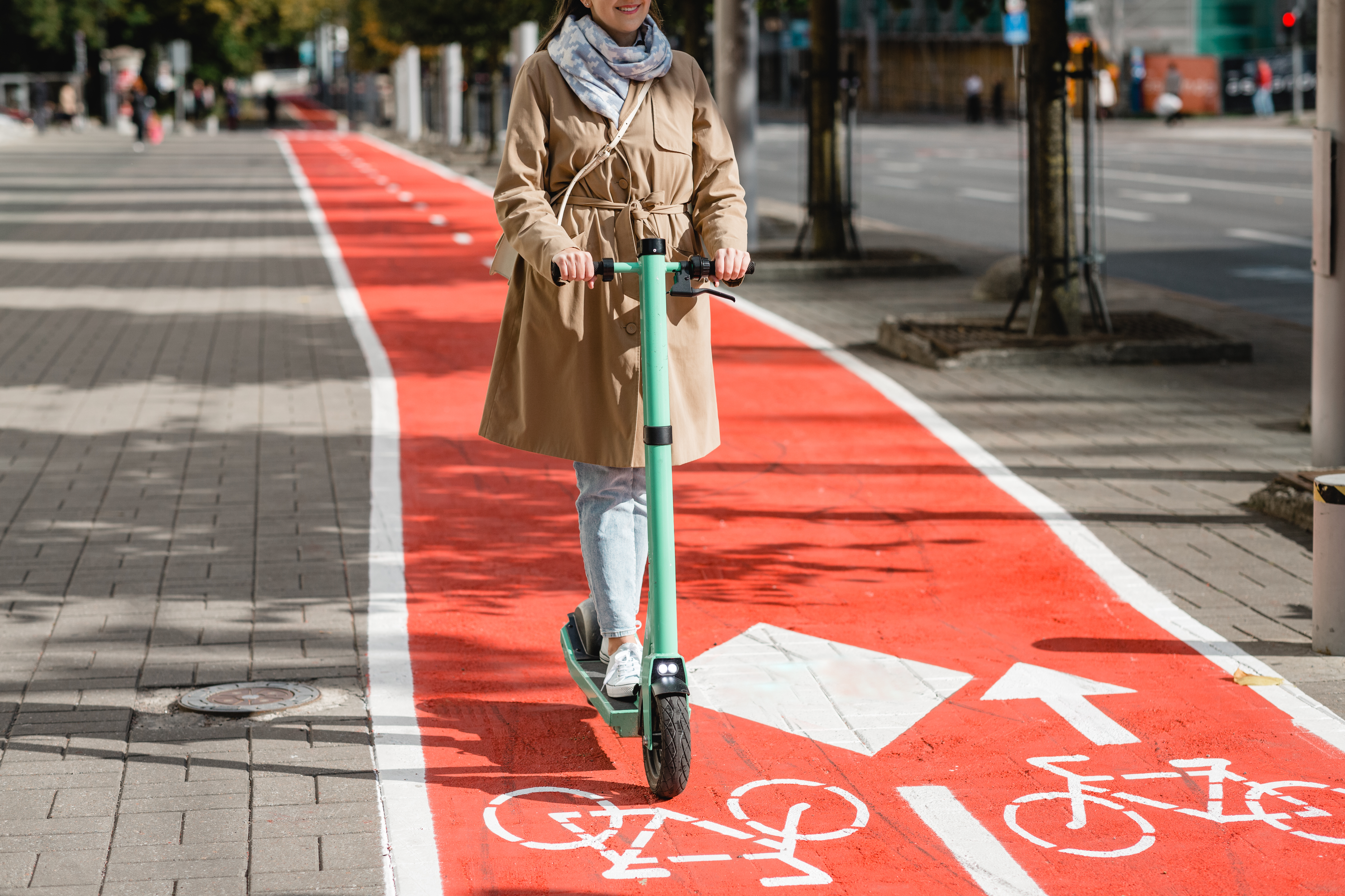 Women riding a step on biking lane