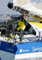 Dee Caffari finishing Vendee Globe 2009