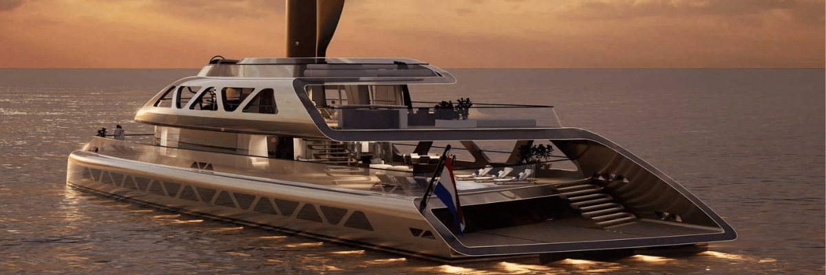 Modern luxury yacht on the water.