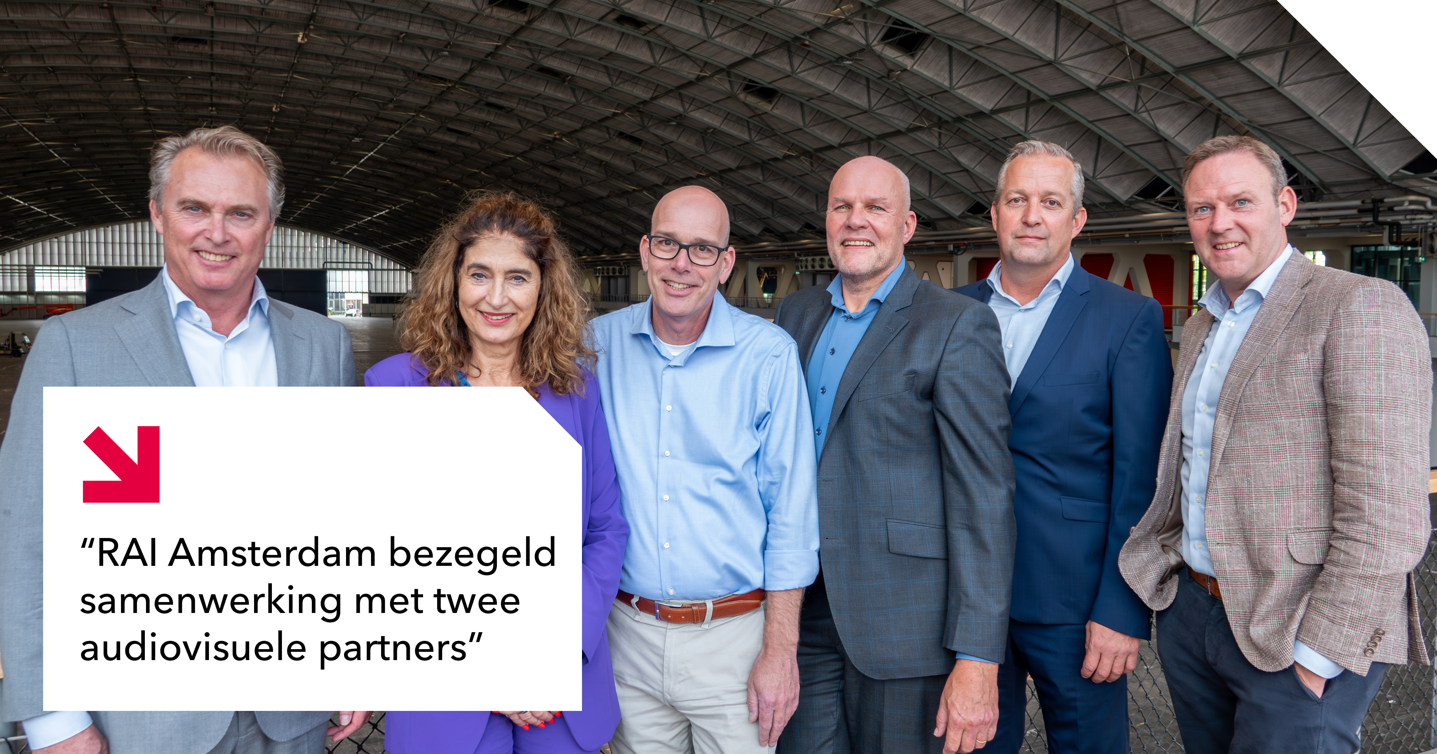 Mensen van de RAI en de nieuwe audiovisuele partners ACS en Faber