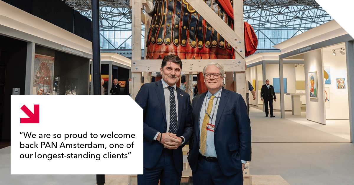 Paul Riemens and Mark Grol in front of Goliath on PAN Amsterdam
