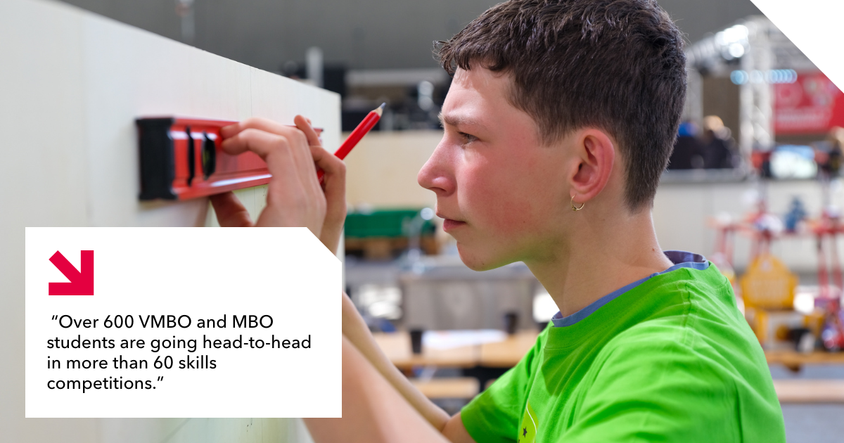 Student at skills the finals measuring something