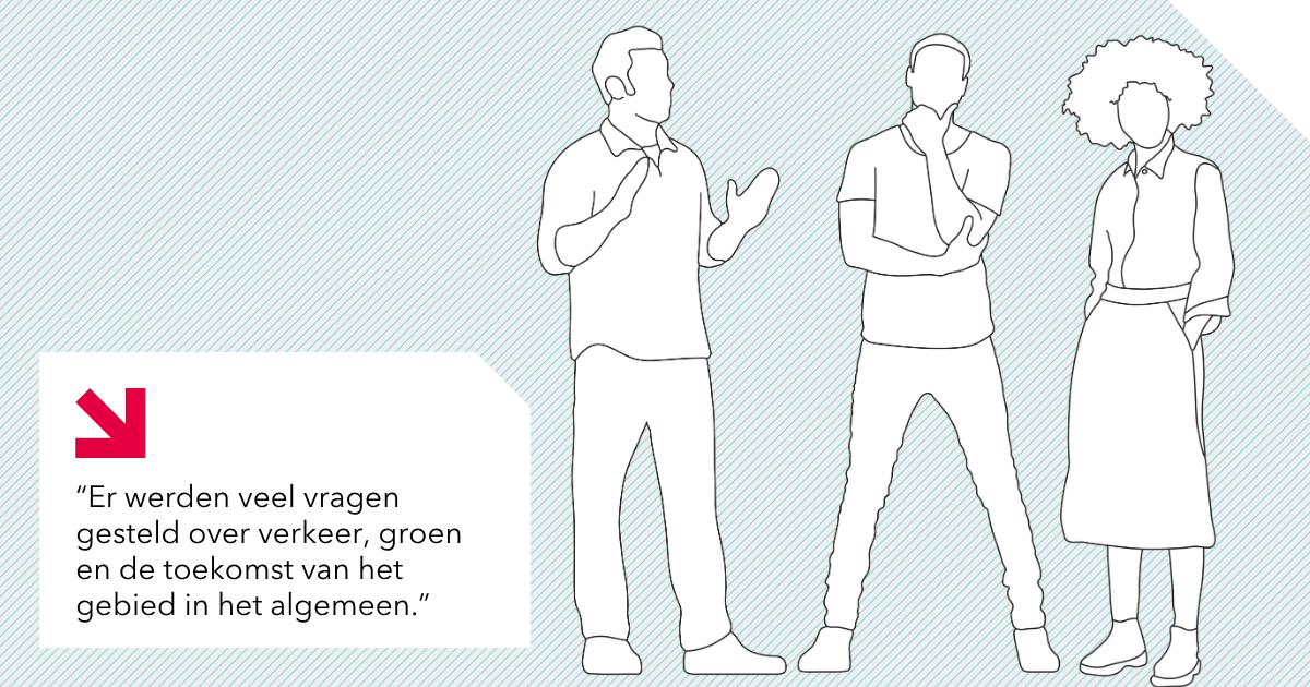 illustratie van 3 personen die overleggen
