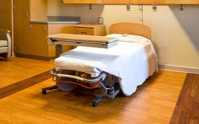 A sample of the patient room at Reid Health