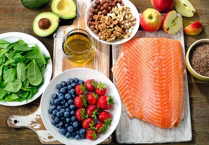 A sample of heart healthy foods