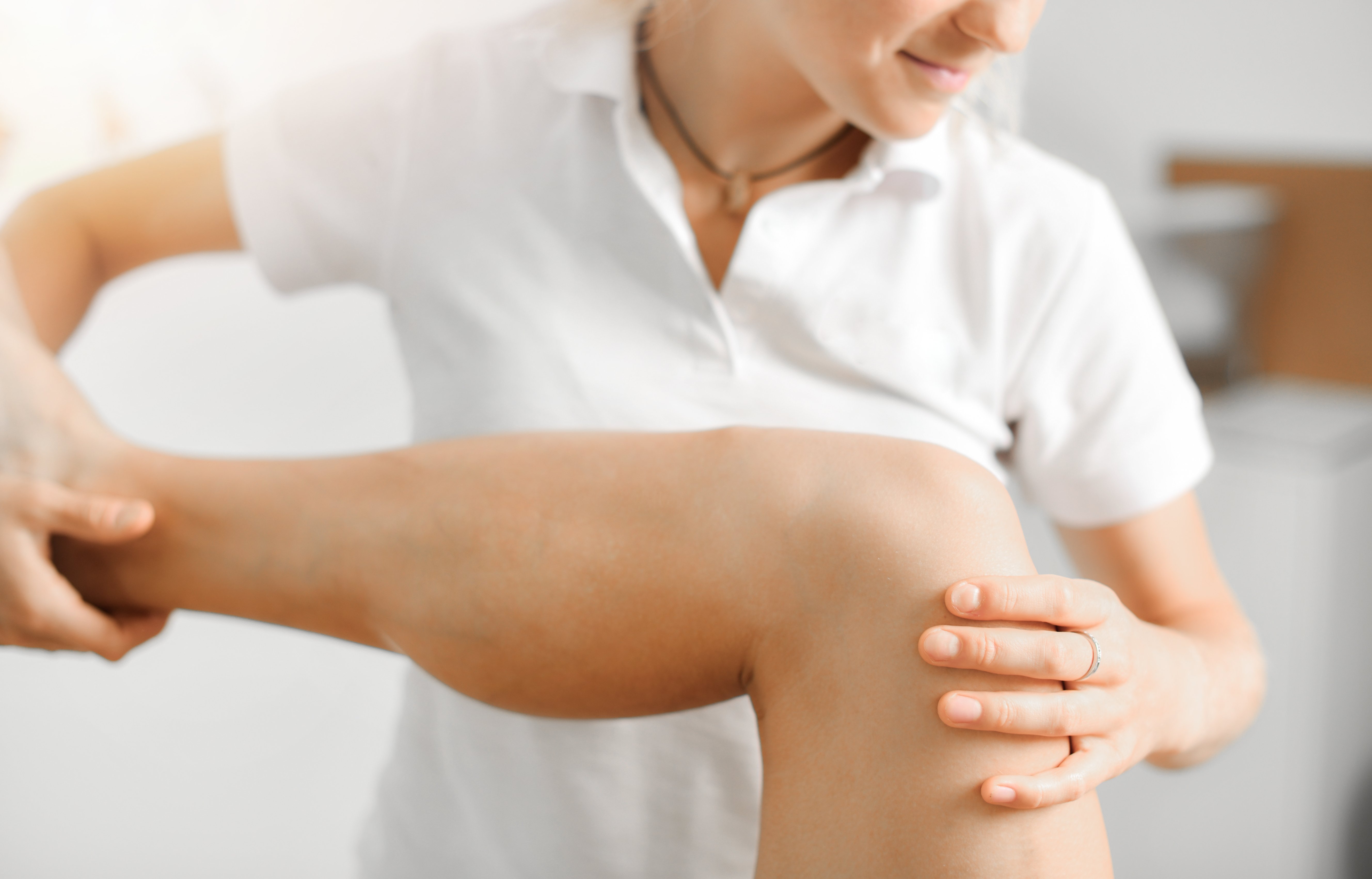 A patient participating in physical therapy