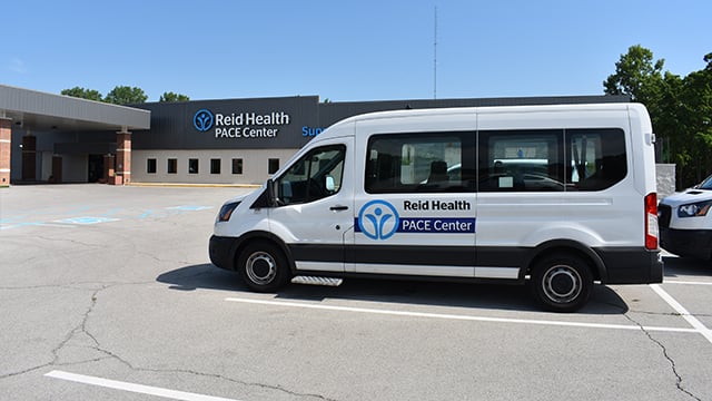 A PACE van sitting outside of the PACE center