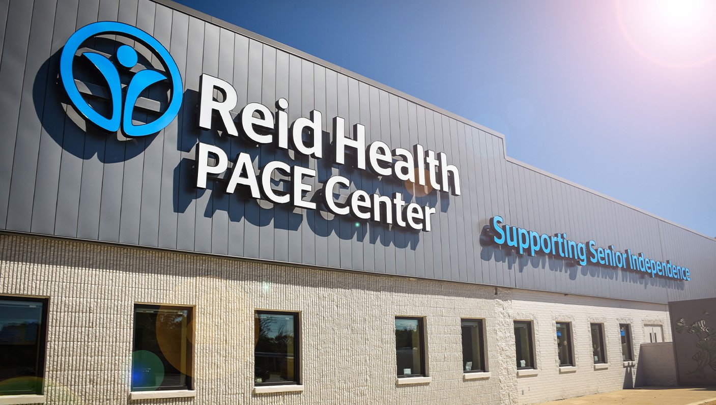 The exterior view of Reid Health PACE Center 