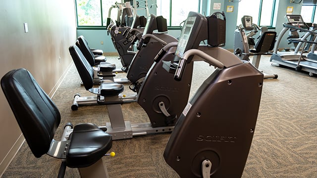 An image showing some of the equipment patients use for cardiopulmonary rehab