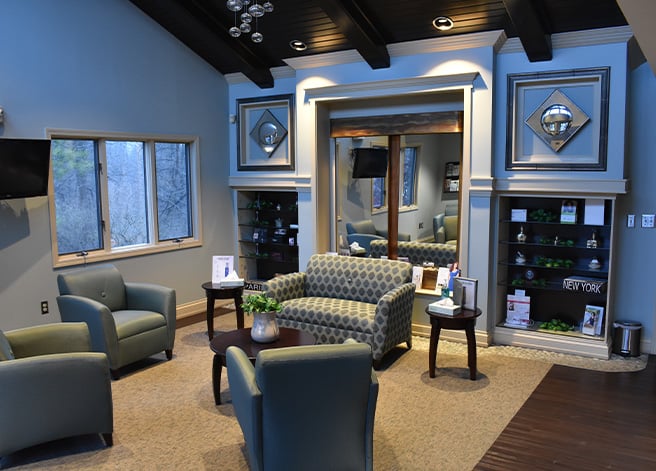 An inside look at the waiting room at Revive Spa and Skincare