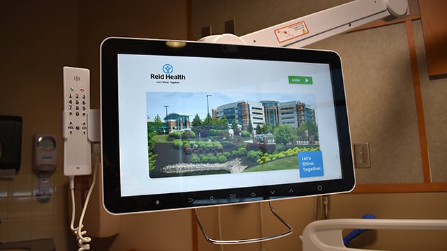 An example of the bedside terminal that allows patients to call their care team 