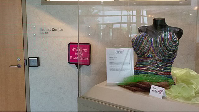 The Entrance to Reid Health Breast Center located on the main campus with a BRAVO display