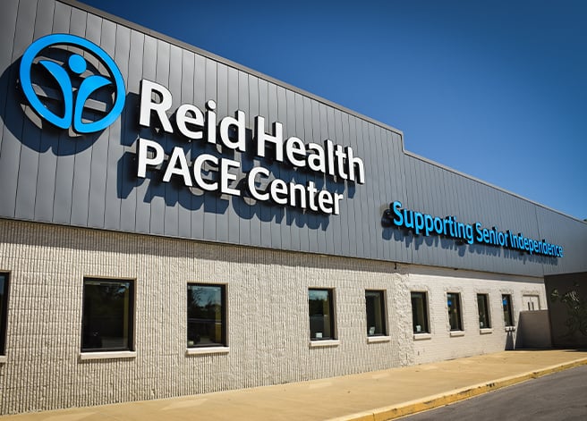 The exterior of Reid Health's PACE location