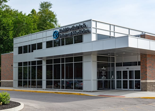 The exterior of Reid Health's Family Pediatric and Internal Medicine location