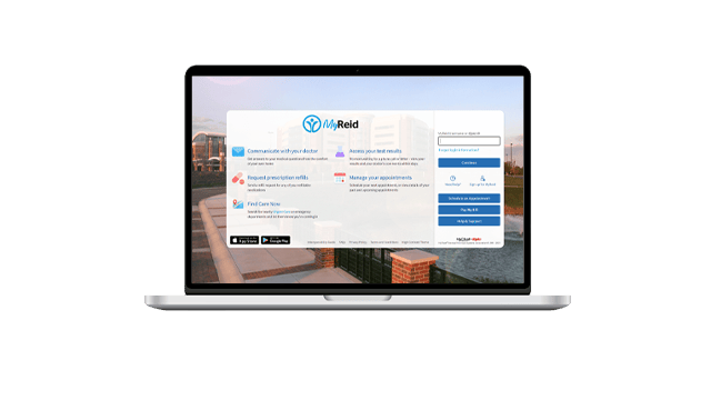 A view of the My Reid portal login screen on a laptop